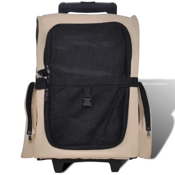 vidaXL Foldable Multipurpose Pet Trolley Beige - Image 2