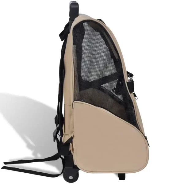 vidaXL Foldable Multipurpose Pet Trolley Beige - Image 3