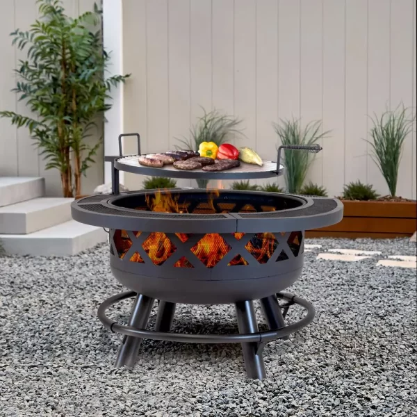 Outdoor Leisure Products Model 5511 32" Roundup Fire Pit with adjustable 20 inch cooking shelf - Image 2