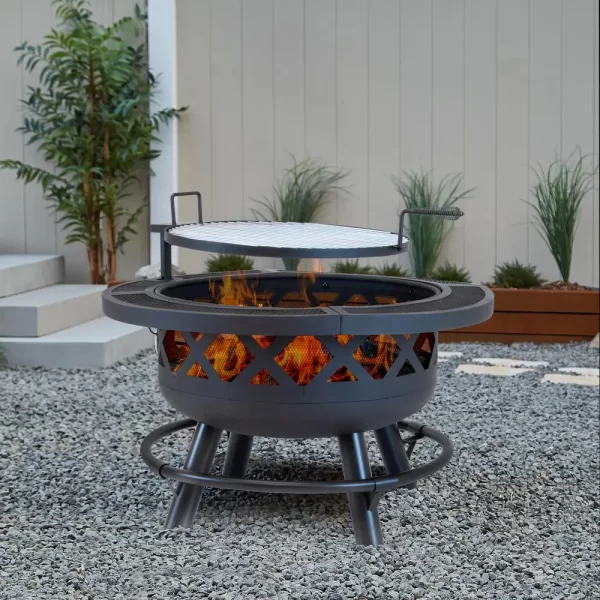 Outdoor Leisure Products Model 5511 32" Roundup Fire Pit with adjustable 20 inch cooking shelf - Image 3