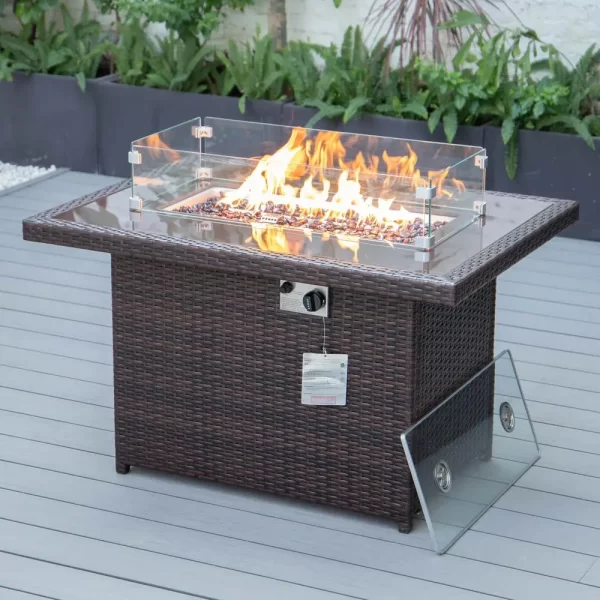 Mace Wicker Patio Modern Propane Fire Pit Table - Image 2