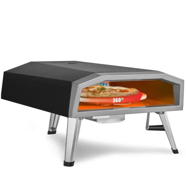 VEVOR Outdoor Pizza Oven, 16-inch, Gas Fired Pizza Maker, Portable Outside Stainless Steel Pizza Grill with 360 Rotatable Pizza Stone, Waterproof Cover, Peel, IR Thermometer, Gas Burner, CSA Listed - Image 2