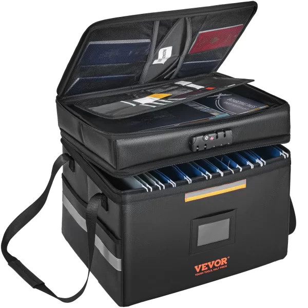 VEVOR Fireproof Document Box, 2000 Fireproof Document Bag with 3 Storage Layers, 15.35"x12.4"x13.98", Fireproof Wallet, Large Briefcase, Money Storage, Passport, Documents, Bank File - Image 2