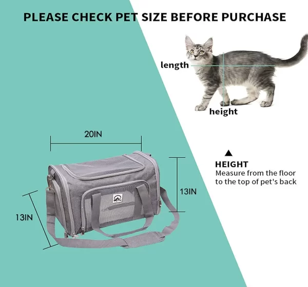 Airline Approved Pet Carrier Bag (Grey) 20" - Image 2