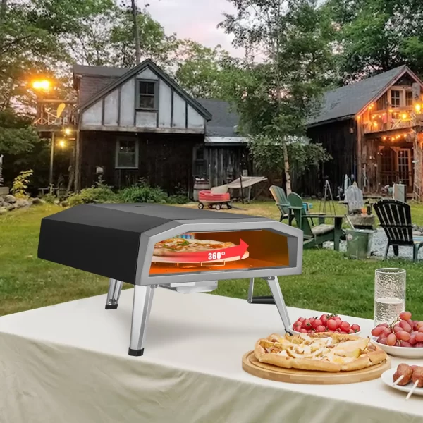 VEVOR Outdoor Pizza Oven, 16-inch, Gas Fired Pizza Maker, Portable Outside Stainless Steel Pizza Grill with 360 Rotatable Pizza Stone, Waterproof Cover, Peel, IR Thermometer, Gas Burner, CSA Listed - Image 8