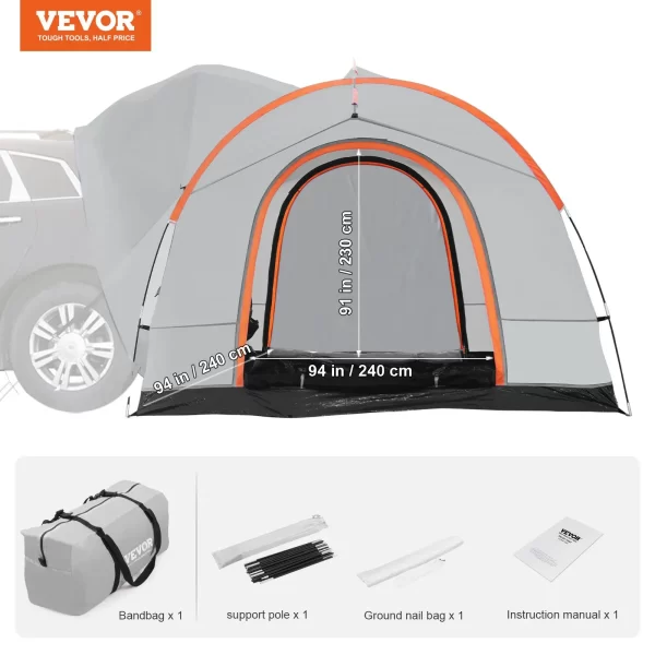 VEVOR SUV Camping Tent, 8'-8' SUV Tent Attachment for Camping with Rain Layer and Carry Bag, PU2000mm Double Layer Truck Tent, Accommodate 6-8 Person, Rear Tent for Van Hatch Tailgate - Image 7