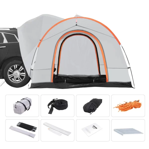 VEVOR SUV Camping Tent, 8'-8' SUV Tent Attachment for Camping with Rain Layer and Carry Bag, PU2000mm Double Layer Truck Tent, Accommodate 6-8 Person, Rear Tent for Van Hatch Tailgate - Image 9