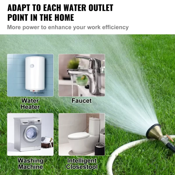 VEVOR 120W Water Pressure Booster Pump, 110V AC,396 GPH 21.75 PSI Household Home Automatic Pressure Booster Pump, Max Flow 25 L/min Shower Booster Pump with Water Flow Switch, for Whole House Shower - Image 3