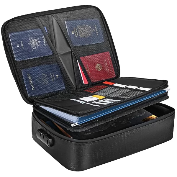 VEVOR Fireproof Document Box, Fireproof Document Bag with Lock 2000, 3-layer Fireproof and Waterproof File Box 14.17x10.63x4.13 inch with Zipper, for Money, Documents, Jewelry and Passport - Image 11
