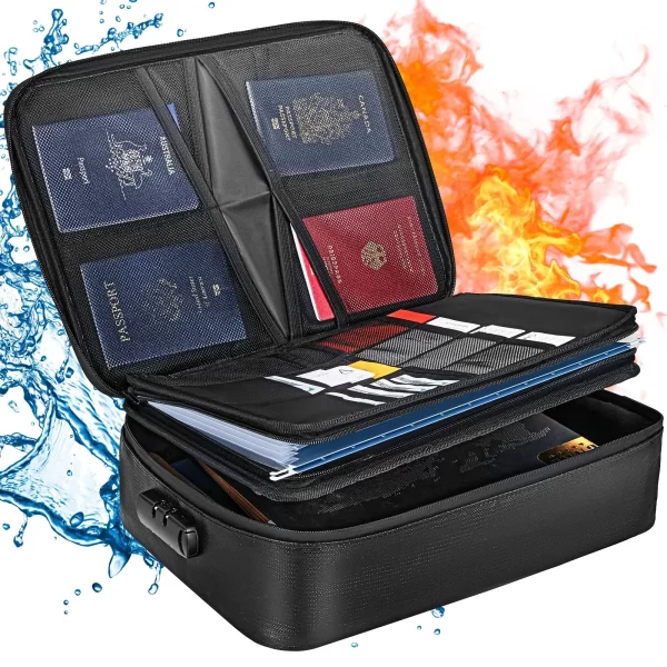 VEVOR Fireproof Document Box, Fireproof Document Bag with Lock 2000, 3-layer Fireproof and Waterproof File Box 14.17x10.63x4.13 inch with Zipper, for Money, Documents, Jewelry and Passport - Image 12