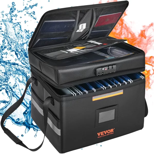 VEVOR Fireproof Document Box, 2000 Fireproof Document Bag with 3 Storage Layers, 15.35"x12.4"x13.98", Fireproof Wallet, Large Briefcase, Money Storage, Passport, Documents, Bank File - Image 12
