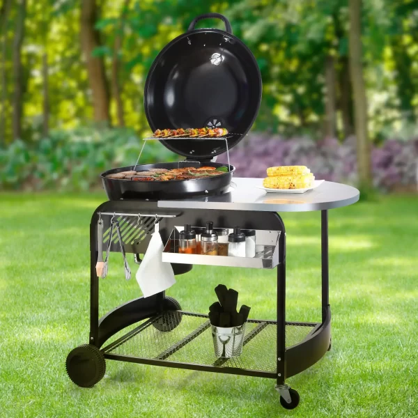 VEVOR 21 inch Kettle Charcoal Grill BBQ Portable Grill with Cart Outdoor Cooking - Image 7