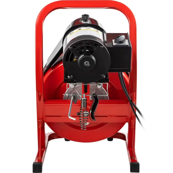 VEVOR 75FT x 3/8 Inch Drain Cleaning Machine, 250W Electric Drain Auger, Portable Sewer Snake Auger Cleaner with Cutters & Air-Activated Foot Switch for 1" to 4" Pipes, Black, Red - Image 8