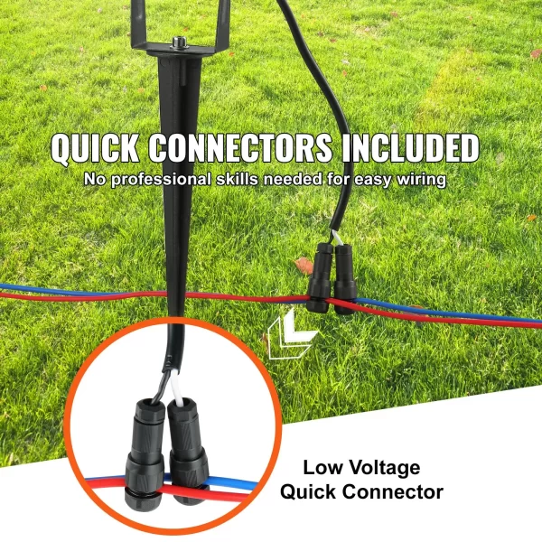 VEVOR Landscape Lighting, 6W Low Voltage LED Landscape Lights, IP66 Waterproof Landscape Spotlights Yard Lawn Garden Pathway Outdoor Lights 12V 24V 450LM Warm White 3000K (12 Pack with Connectors) - Image 5