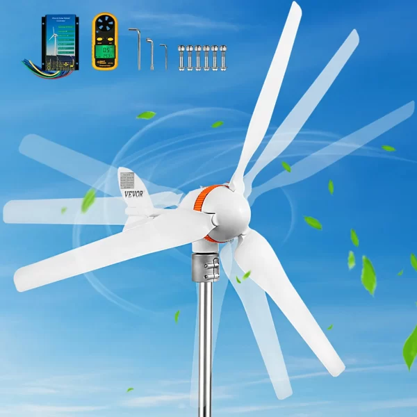 VEVOR Wind Turbine Generator, 12V/AC Wind Turbine Kit, 400W Wind Power Generator w/Wind & Solar Controller 3 Blades Auto Adjust Windward Direction Suitable for Terrace, Marine, Motorhome, Chalet, Boat - Image 7