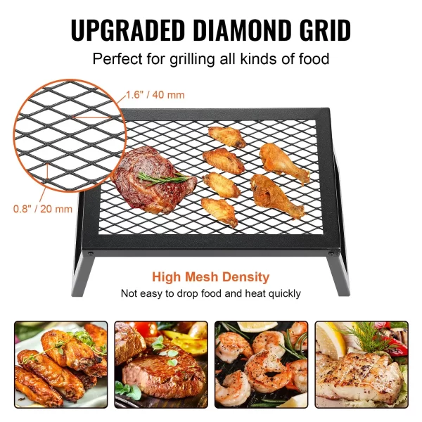 VEVOR Folding Campfire Grill, Heavy Duty Steel Mesh Grate, 18" Portable Camping Grates Over Fire Pit, Camp Fire Cooking Equipment with Legs Carrying Bag, Grilling Rack for Outdoor Open Flame Cooking - Image 4