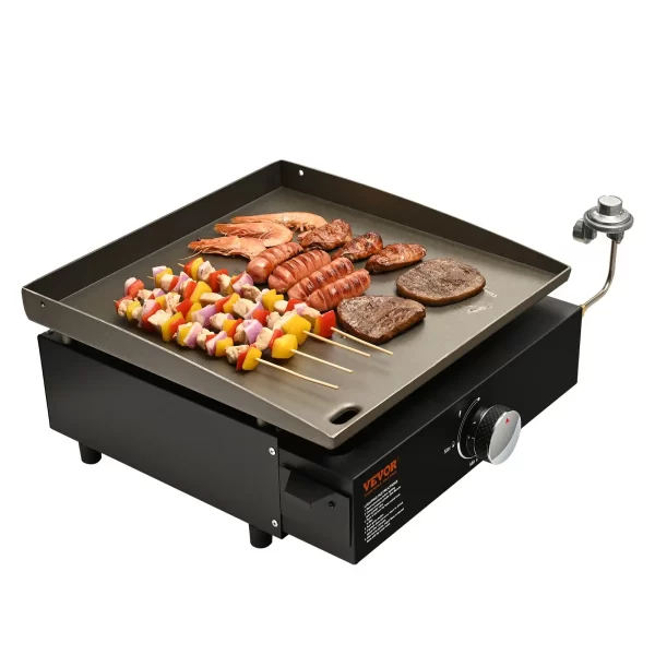 VEVOR Commercial Griddle, 16.9" Heavy Duty Manual Flat Top Griddle, Countertop Gas Grill with Non-Stick Cooking Plate, Steel LPG Gas Griddle, 1-Burner Restaurant Portable Grill - 13,000 BTU - Image 8