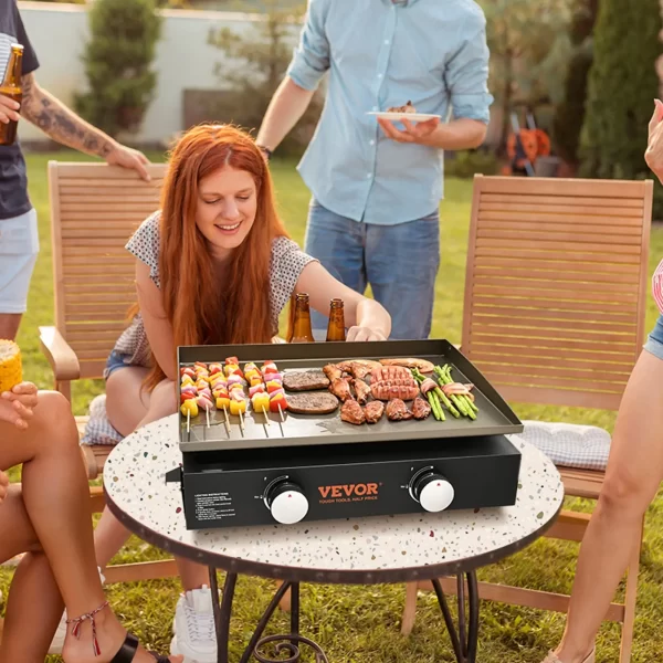 VEVOR Commercial Griddle, 22.4" Heavy Duty Manual Flat Top Griddle, Countertop Gas Grill with Non-Stick Cooking Plate, Steel LPG Gas Griddle, H-Shaped Burner Restaurant Portable Grill, 22,000 BTU - Image 7