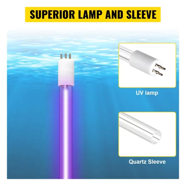VEVOR UV Water Purifier Sterilizer Filter, UV Light Water Filter for Whole House Water Purification, 12GPM 110V 55W, Inlet/Outlet 3/4" MNTP - Image 2