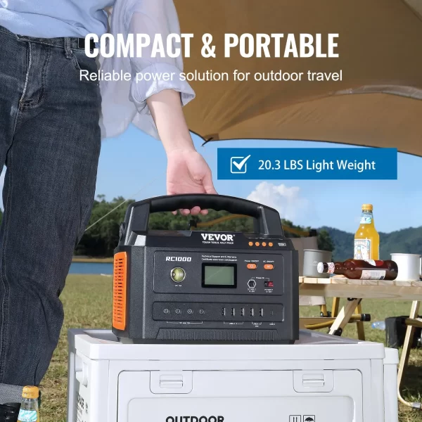 VEVOR Portable Power Station Solar Generator 999Wh 1000W with 12 Charging Ports - Image 5