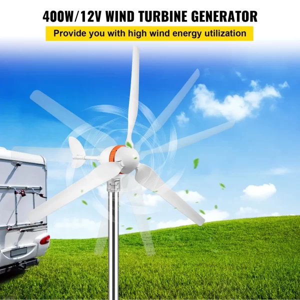 VEVOR Wind Turbine Generator, 12V/AC Wind Turbine Kit, 400W Wind Power Generator w/Wind & Solar Controller 3 Blades Auto Adjust Windward Direction Suitable for Terrace, Marine, Motorhome, Chalet, Boat - Image 11