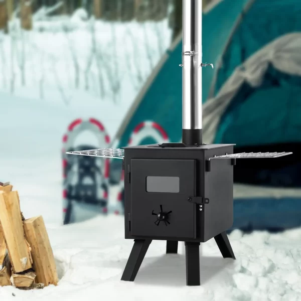 VEVOR Wood Stove, 86 inch, Alloy Steel Camping Tent Stove, Portable Wood Burning Stove with Chimney Pipes & Gloves, 1400inFirebox Hot Tent Stove for Outdoor Cooking and Heating with 8 Pipes - Image 7