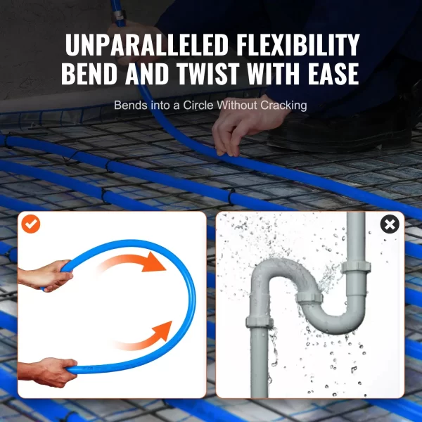 VEVOR PEX Pipe 3/4 Inch, 100 Feet Length PEX-A Flexible Pipe Tubing for Potable Water, Pex Water Lines for Hot/Cold Water & Easily Restore, Plumbing Applications with Free Cutter,Blue - Image 3