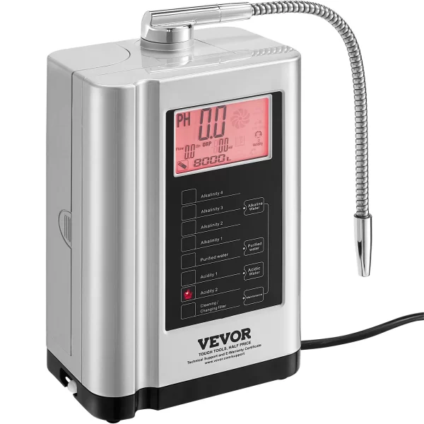 VEVOR Alkaline Water Ionizer Machine, pH 3.5-10.5 Alkaline Acidic Hydrogen Water Purifier, 7 Water Settings Home Filtration System, Up to -550mV ORP, 8000L Per Filter, Auto-Cleaning, White - Image 9