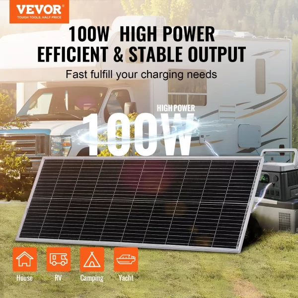 VEVOR 100W Monocrystalline Solar Panel Kit 12V Solar Panel & Charge Controller - Image 11