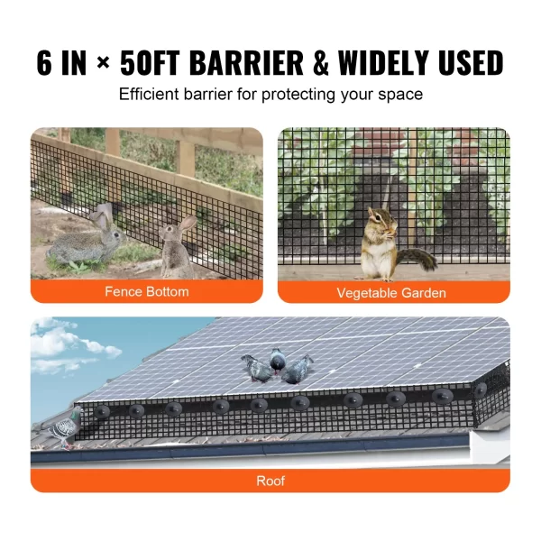 VEVOR 6 inch x 50ft Solar Panel Bird Guard, Critter Guard Roll Kit with 50pcs Stainless Steel Fasteners, Solar Panel Guard with Rust-proof PVC Coating, 1/2 inch Wire Roll Mesh - Image 15