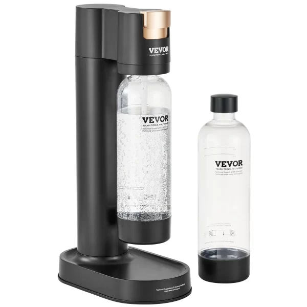 VEVOR Sparkling Water Maker, Soda Maker Machine for Home Carbonating, Seltzer Water Starter Kit with 2 BPA-free 1L PET Bottles, Compatible with Mainstream Screw-in 60L CO2 Cylinder(NOT Included) Black - Image 8