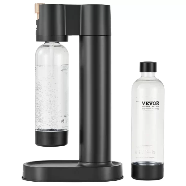 VEVOR Sparkling Water Maker, Soda Maker Machine for Home Carbonating, Seltzer Water Starter Kit with 2 BPA-free 1L PET Bottles, Compatible with Mainstream Screw-in 60L CO2 Cylinder(NOT Included) Black - Image 10