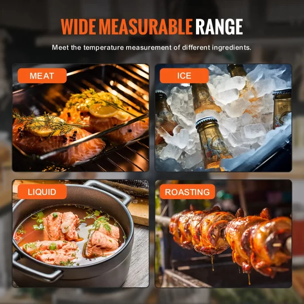 VEVOR Grillers Instant Read Meat Thermometer for Grill and Cooking, Best Waterproof Ultra Fast Thermometer with Backlight & Calibration, Digital Food Probe for Kitchen, Outdoor Grilling and BBQ - Image 5