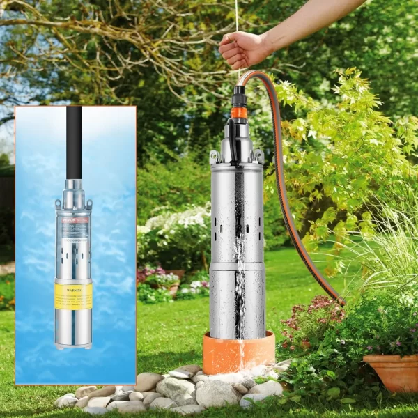 VEVOR Solar Water Pump, 48V DC 369W Submersible Deep Well Pump, Max Flow 8.4 GPM, Max Head 273 ft, Max Submersion 65.6 ft, Solar Powered Water Pump for Well, Farm Ranch Irrigation, Livestock Drinking - Image 7