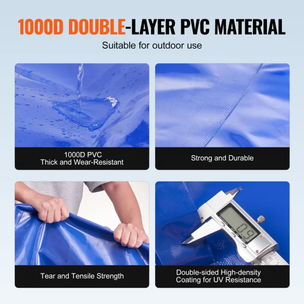 VEVOR 400L/105.7 Gallon Water Storage Bladder, RV Water Tank, 1000D Blue PVC Collapsible Water Storage Containers, Large Capacity Soft Water Bag, Portable Water Bladder, Fire Prevention, Camping - Image 2