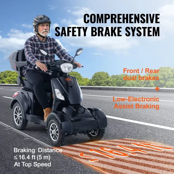 VEVOR Heavy Duty 4-Wheel Mobility Scooters for Seniors & Adults 500lbs Capacity - 31 Miles 3-Speed Long Range, 800W All Terrain Electric Recreational Scooter Wheelchair with 25 Max Climbing Capacity - Image 5