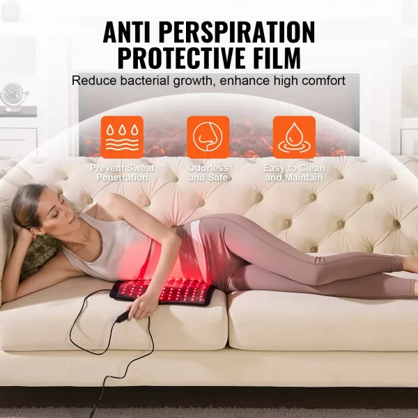 VEVOR Red Light Therapy for Body, 264 LEDs Light Therapy Pad with Controller, 10Hz Pulse, 5-30 Min Timer, 630nm Nano Red & 660nm Red & 850nm Light Therapy for Pain Relief, Skin Health - Image 4