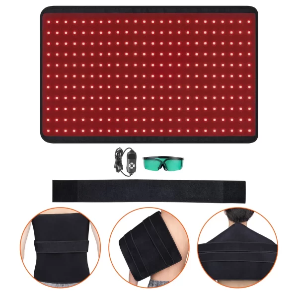 VEVOR Red Light Therapy for Body, 264 LEDs Light Therapy Pad with Controller, 10Hz Pulse, 5-30 Min Timer, 630nm Nano Red & 660nm Red & 850nm Light Therapy for Pain Relief, Skin Health - Image 8